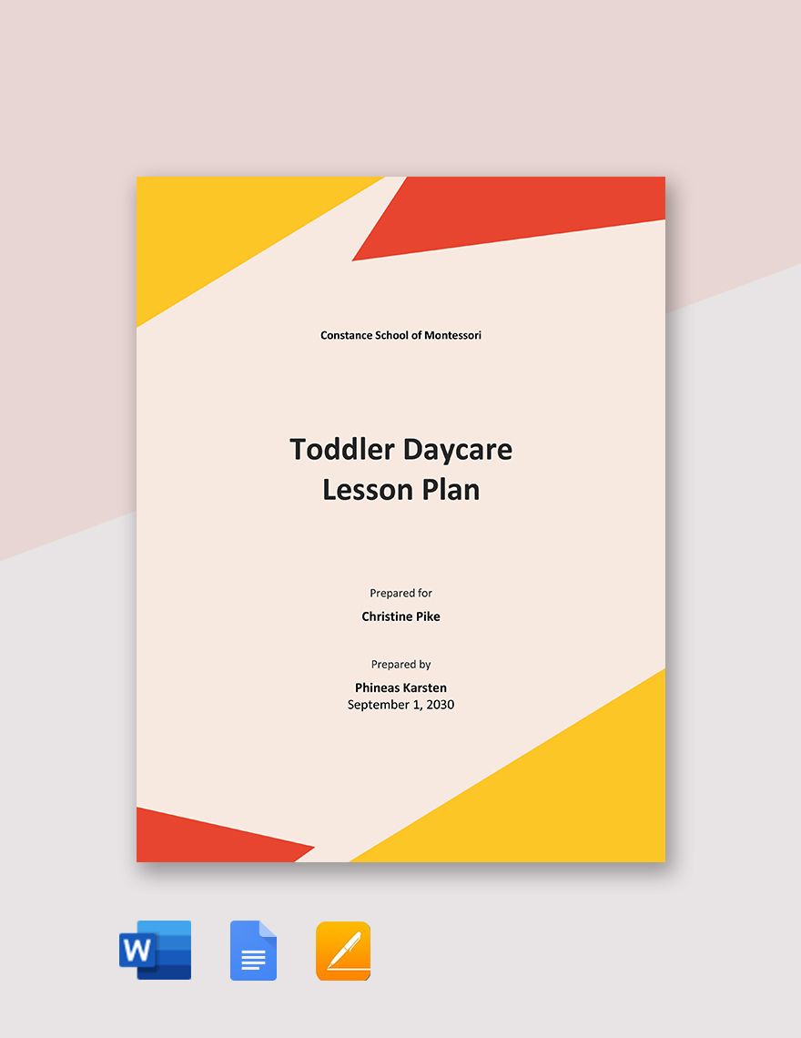 Toddler Daycare Lesson Plan Template