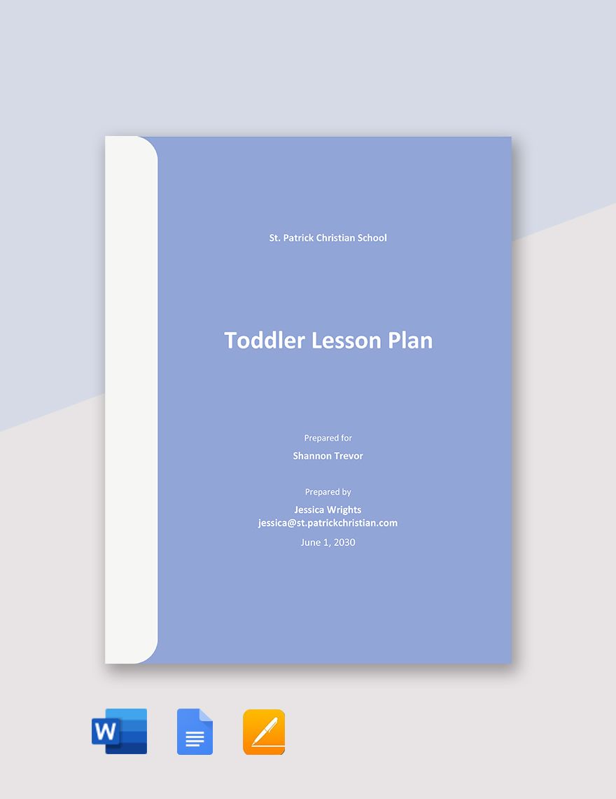 Sample Toddler Lesson Plan Template