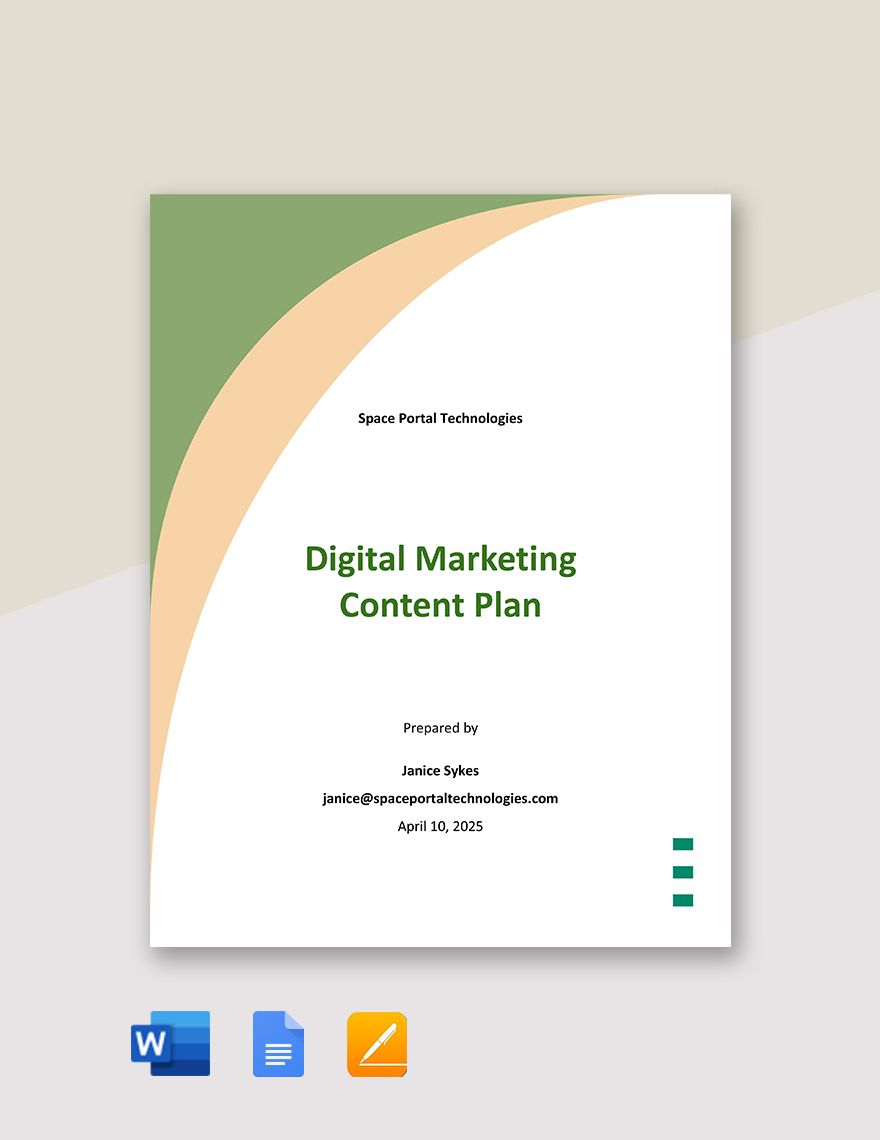 Digital Marketing Content Plan Template