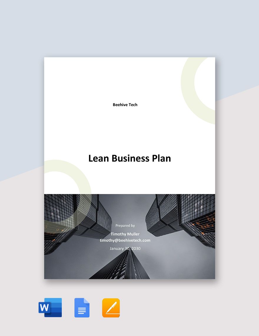 Sample Lean Business Plan Template in Word, Google Docs, PDF, Apple Pages