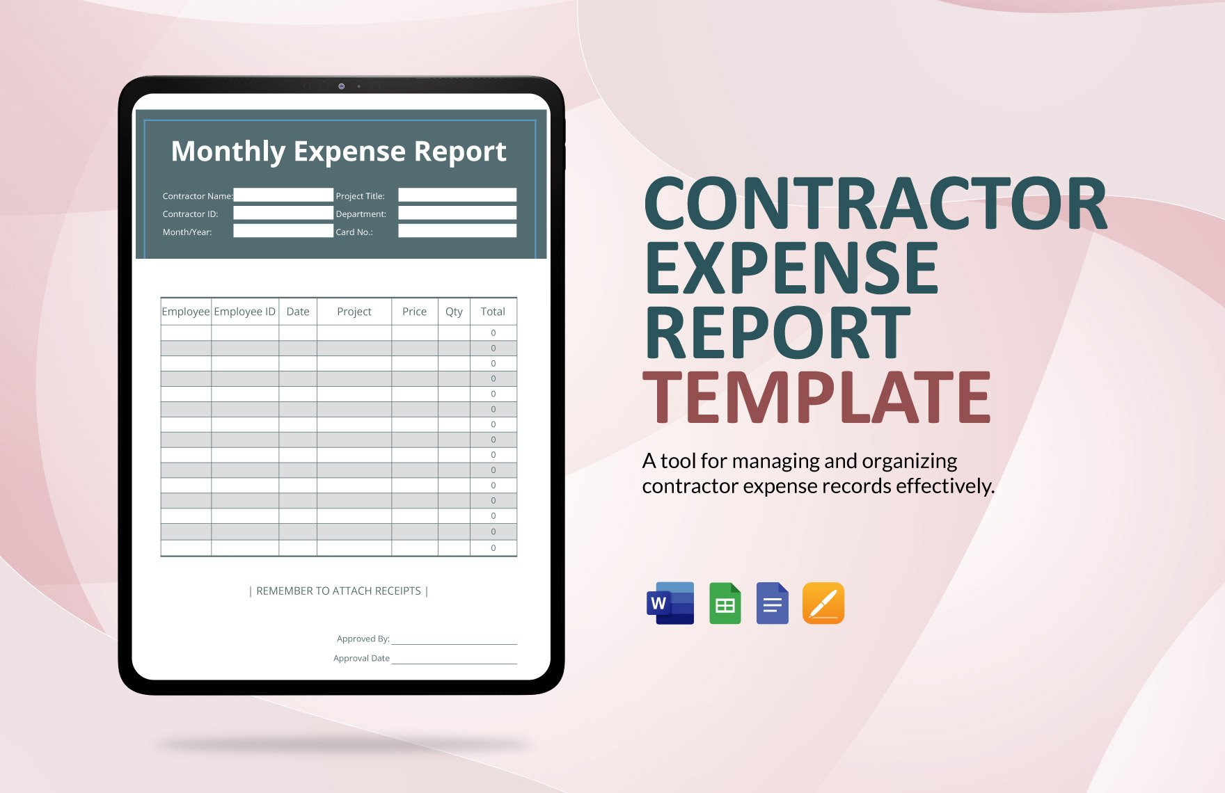Contractor Expense Report Template in Word, Google Docs, Google Sheets, Apple Pages