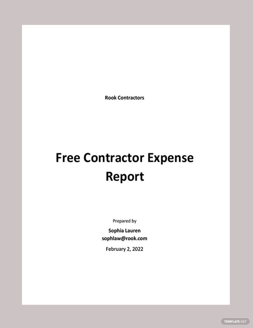 Contractor Expense Report Template