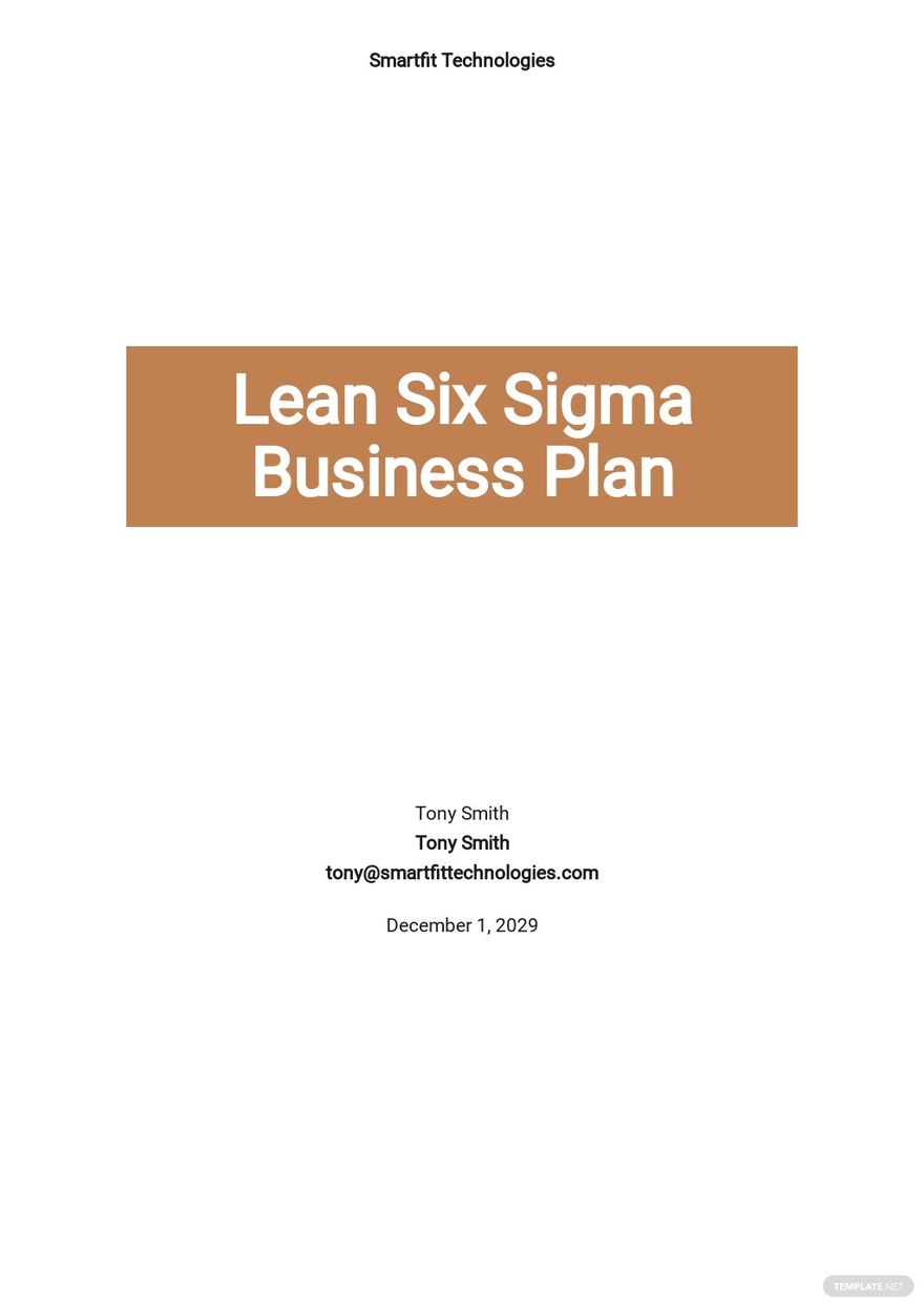Free Lean Six Sigma Business Plan Template