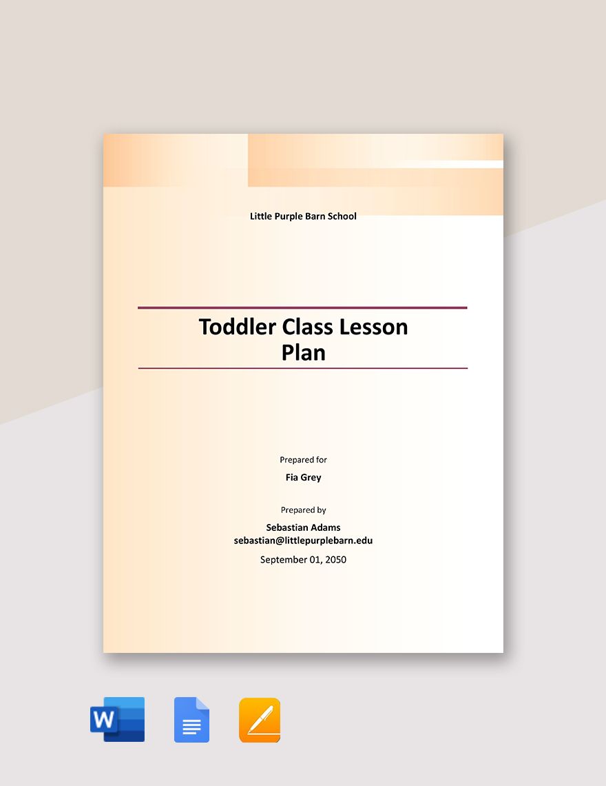Toddler Class Lesson Plan Template
