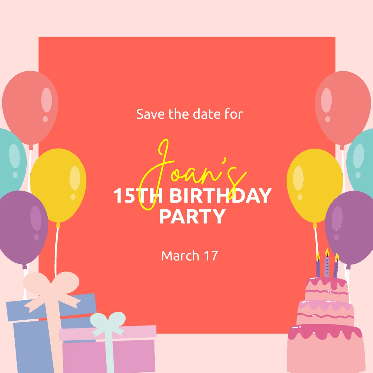 Save The Date Party Instagram Post Template Free JPG Template