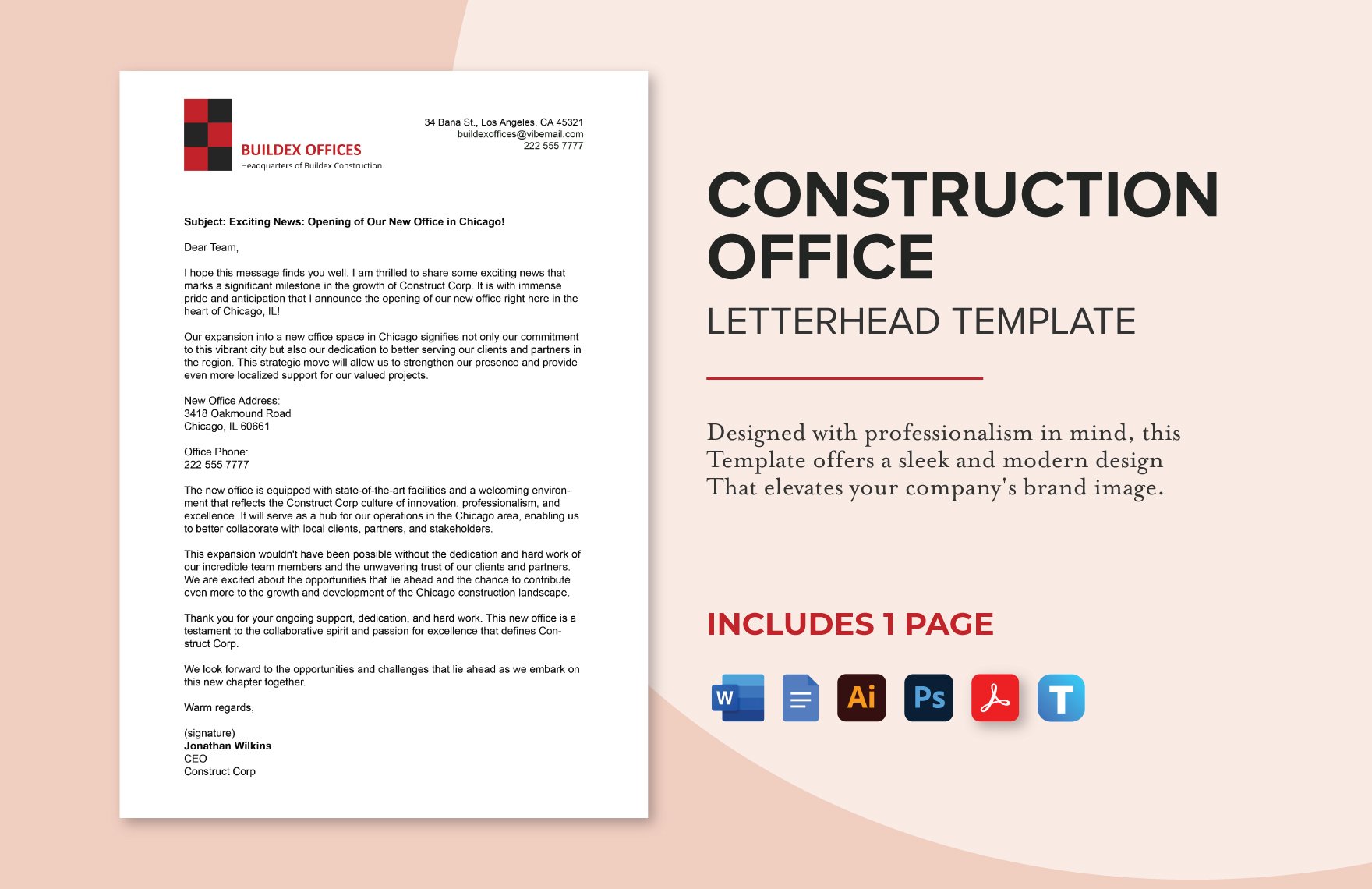 Construction Office Letterhead template