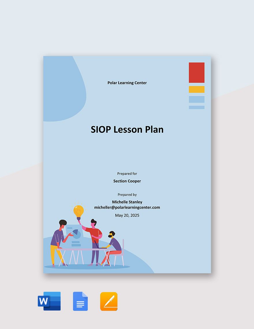 Sample SIOP Lesson Plan Template Download In Word Google Docs PDF 