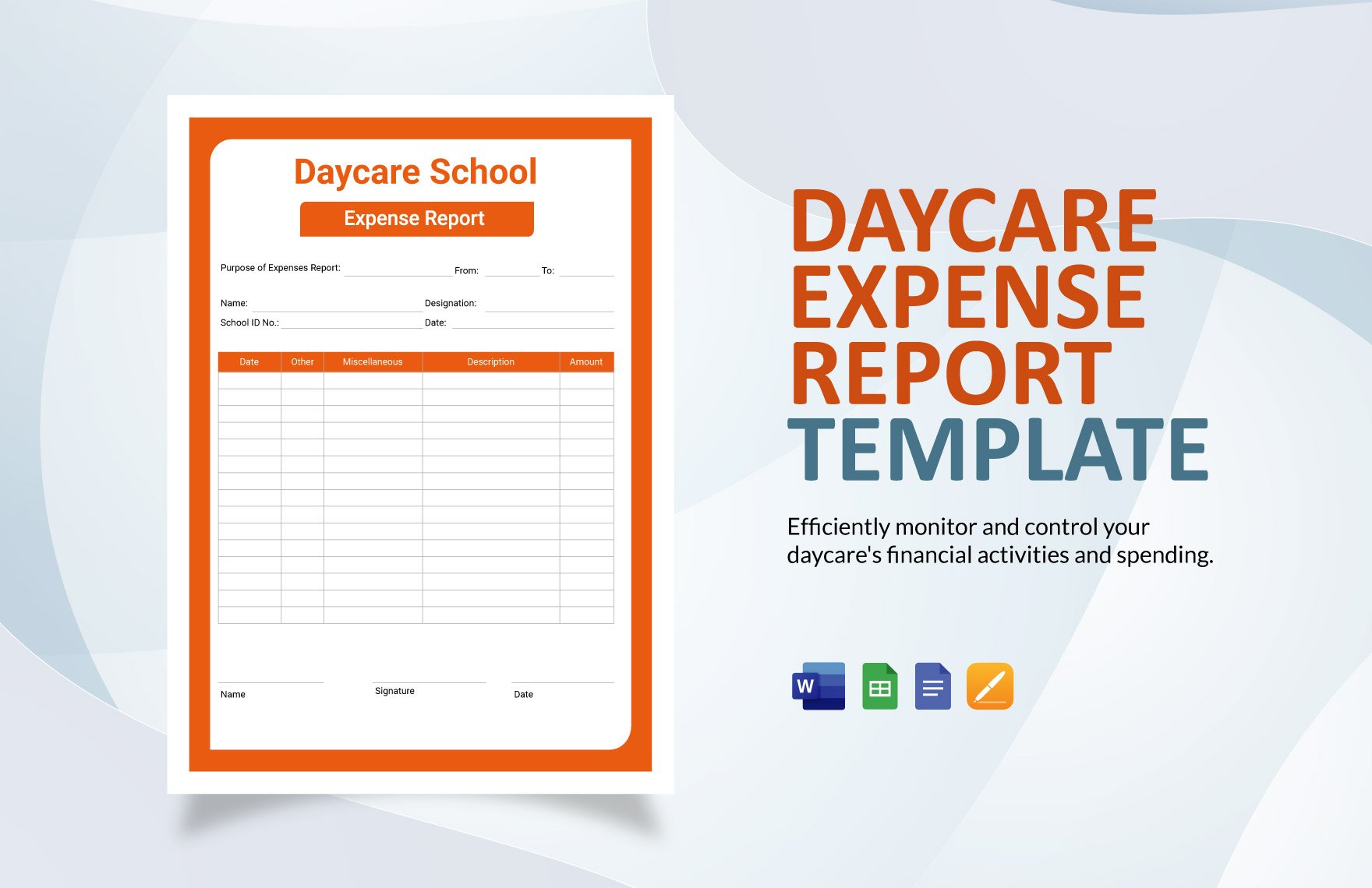 Daycare Expense Report Template in Word, Google Docs, Google Sheets, Apple Pages