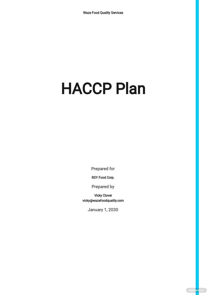 Free Simple HACCP Plan Template