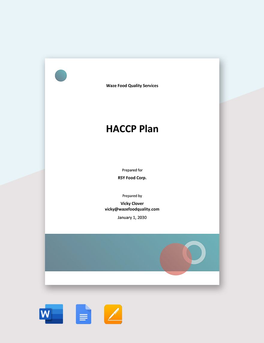 Simple HACCP Plan Template