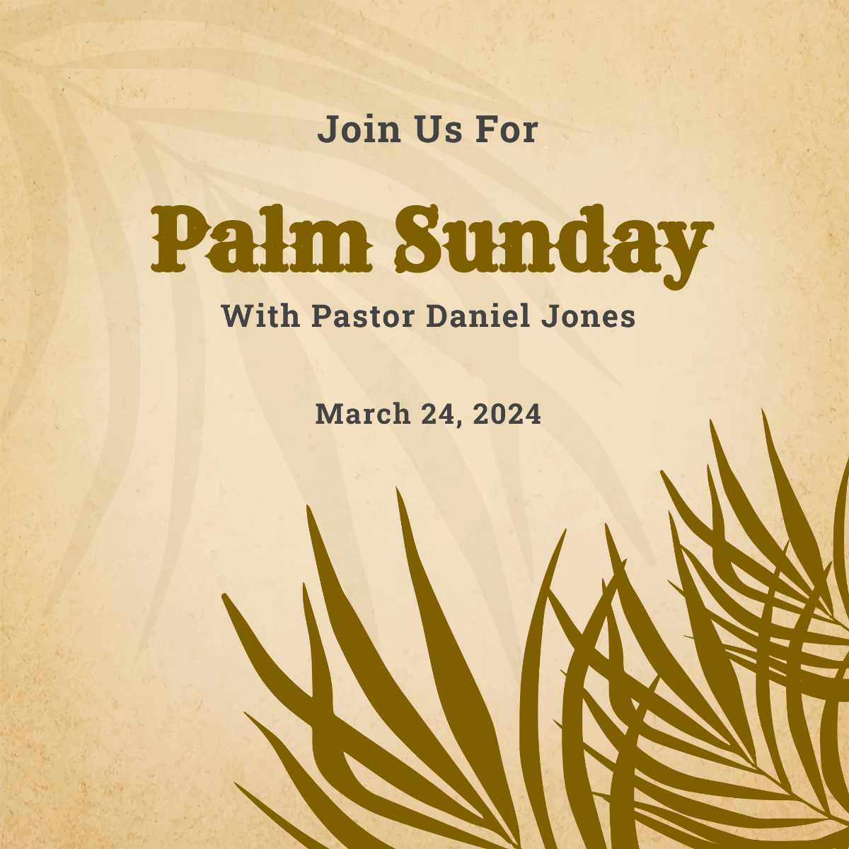 Free Vintage Palm Sunday Instagram Post Template