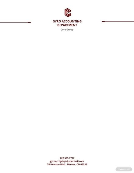 Accounting Department Letterhead Template