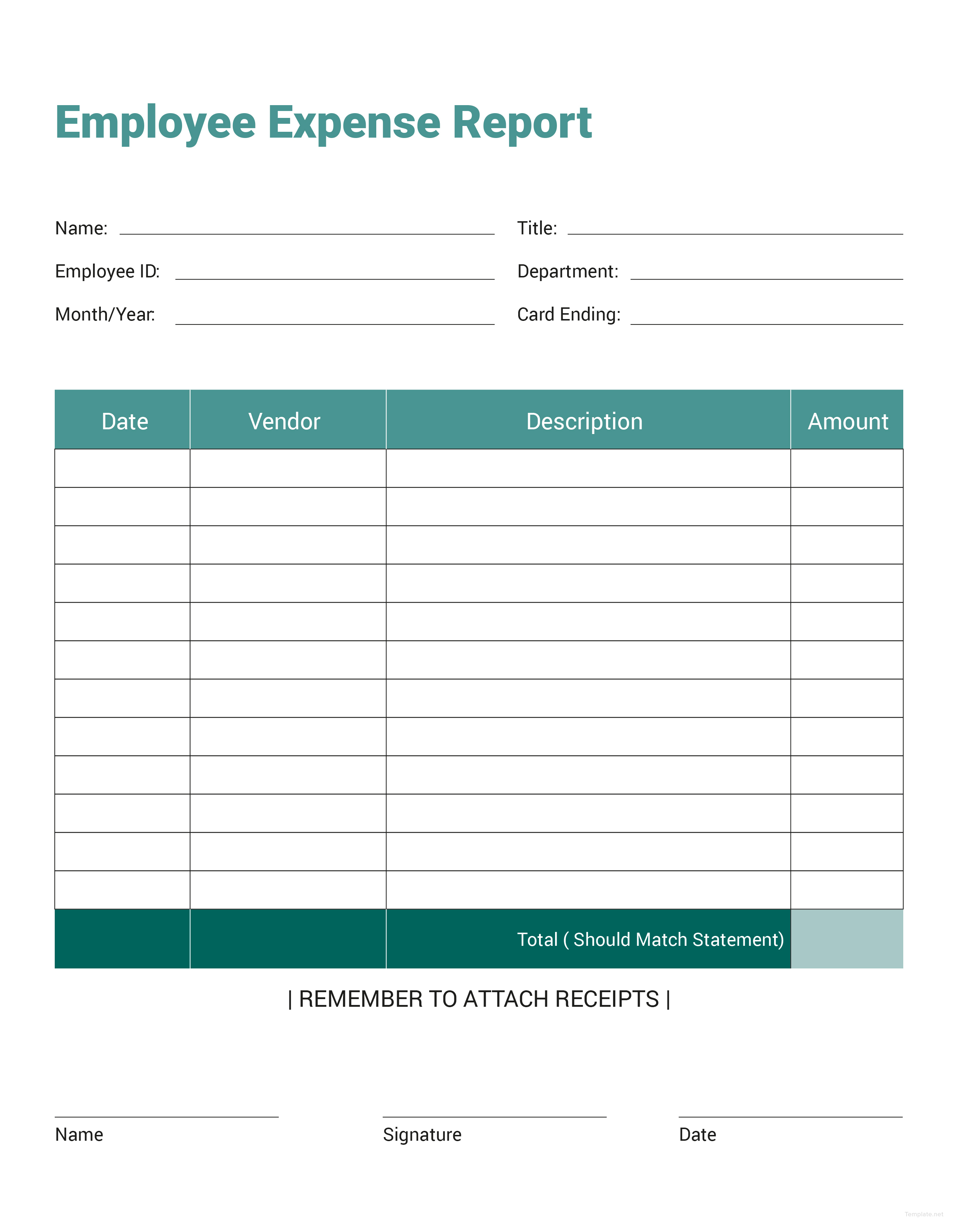 free monthly expense report template