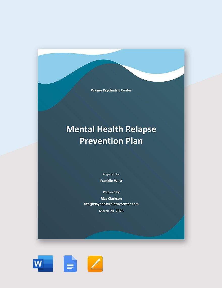 Mental Health Relapse Prevention Plan Template