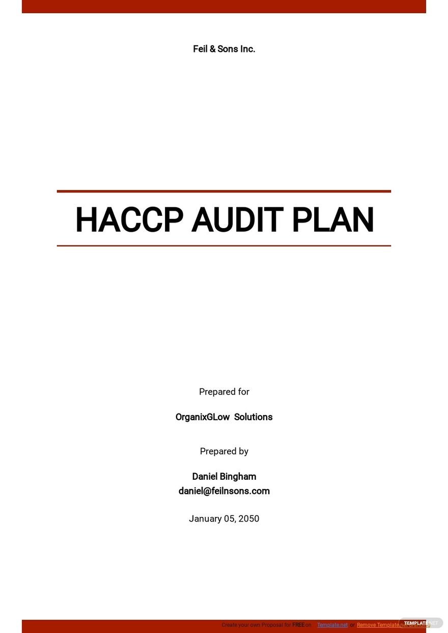 HACCP Audit Plan Template