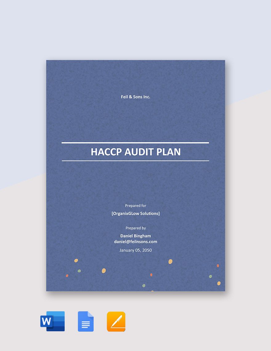 HACCP Audit Plan Template