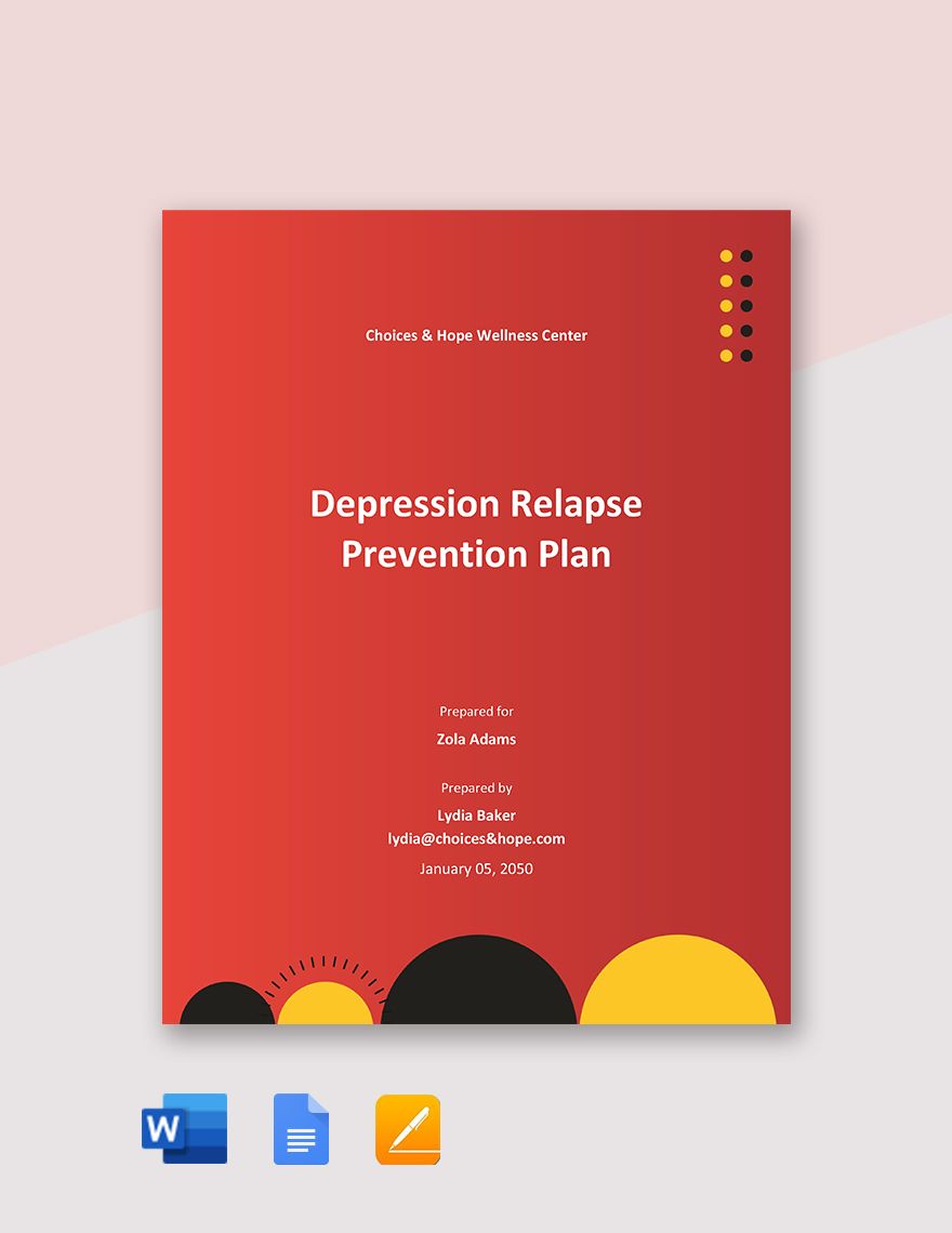 Depression Relapse Prevention Plan Template
