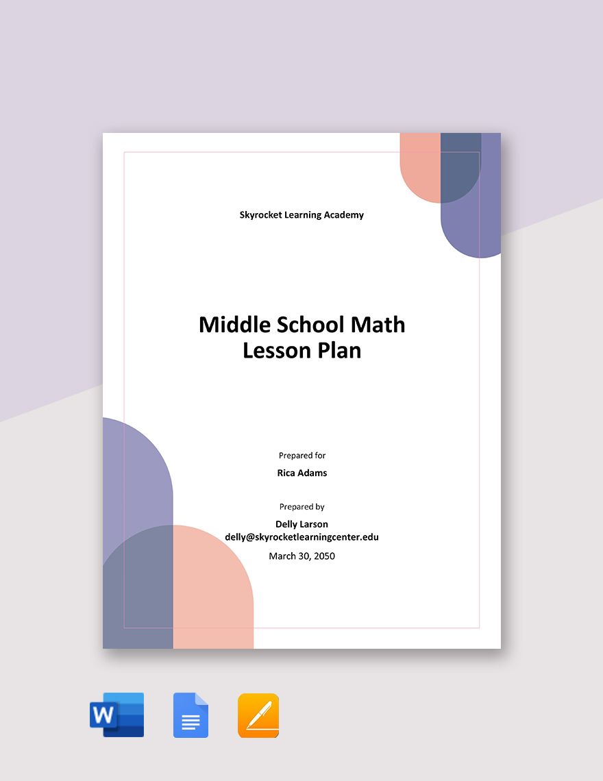 Middle School Math Lesson Plan Template