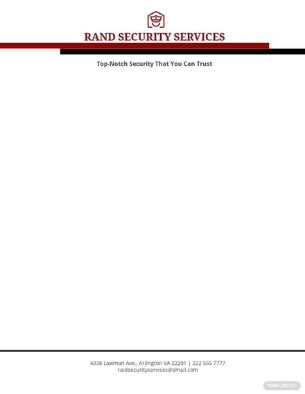 Security Services Letterhead Template
