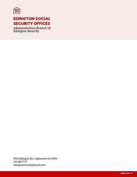 Social Security Administration Letterhead Template in Word, Google Docs