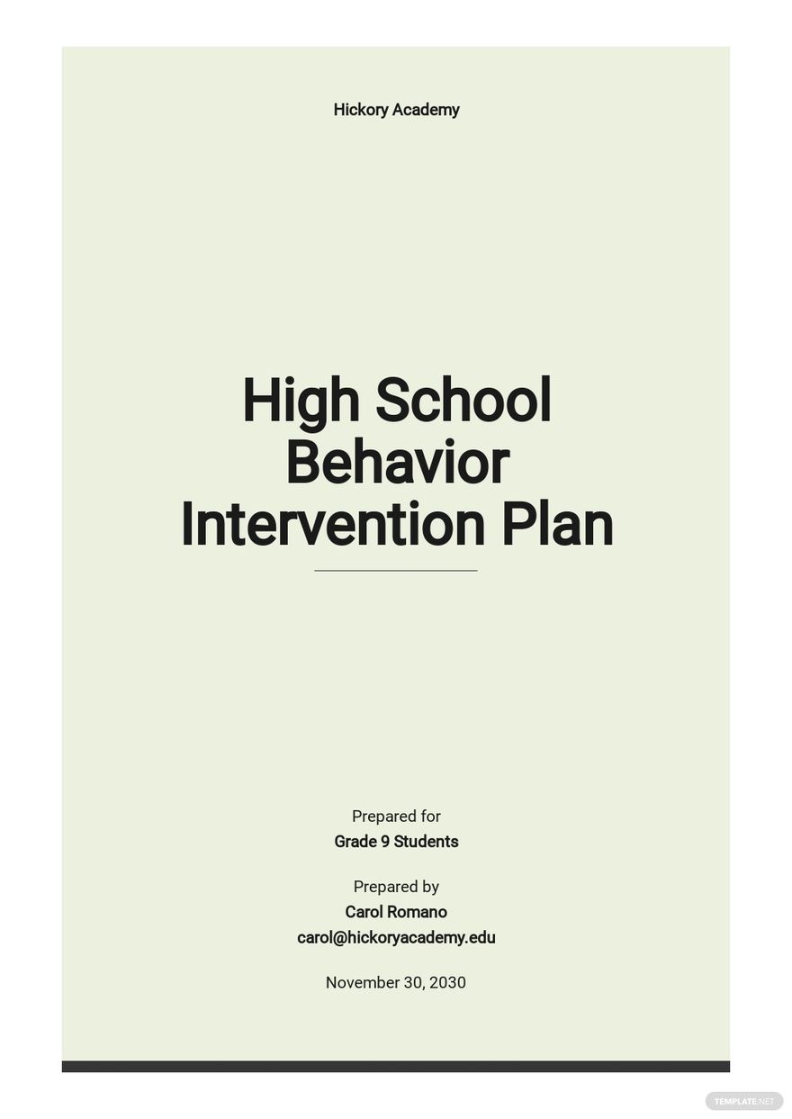 High School Behavior Intervention Plan Template Google Docs Word 