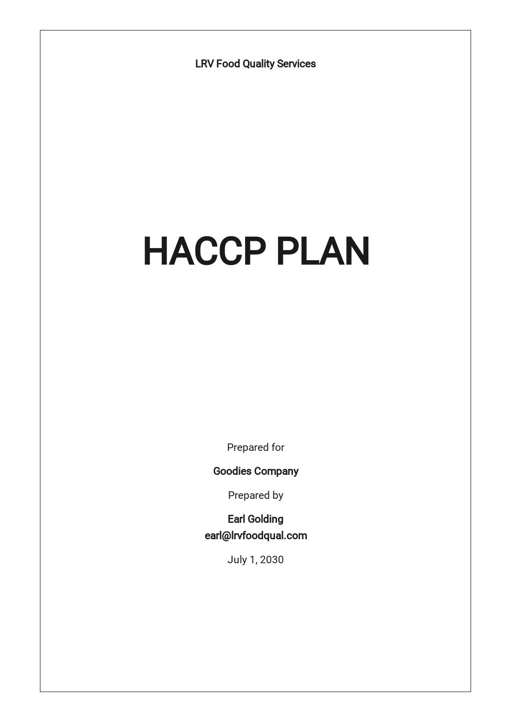 Free Blank HACCP Plan Template