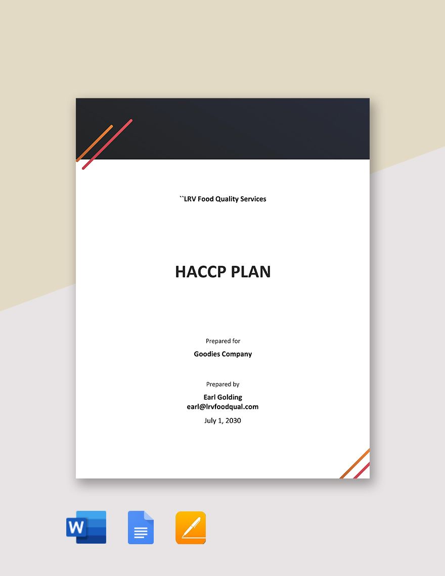 Blank HACCP Plan Template