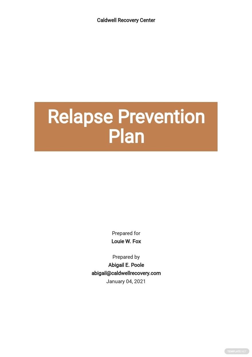 Sample of Relapse Prevention Plan Template