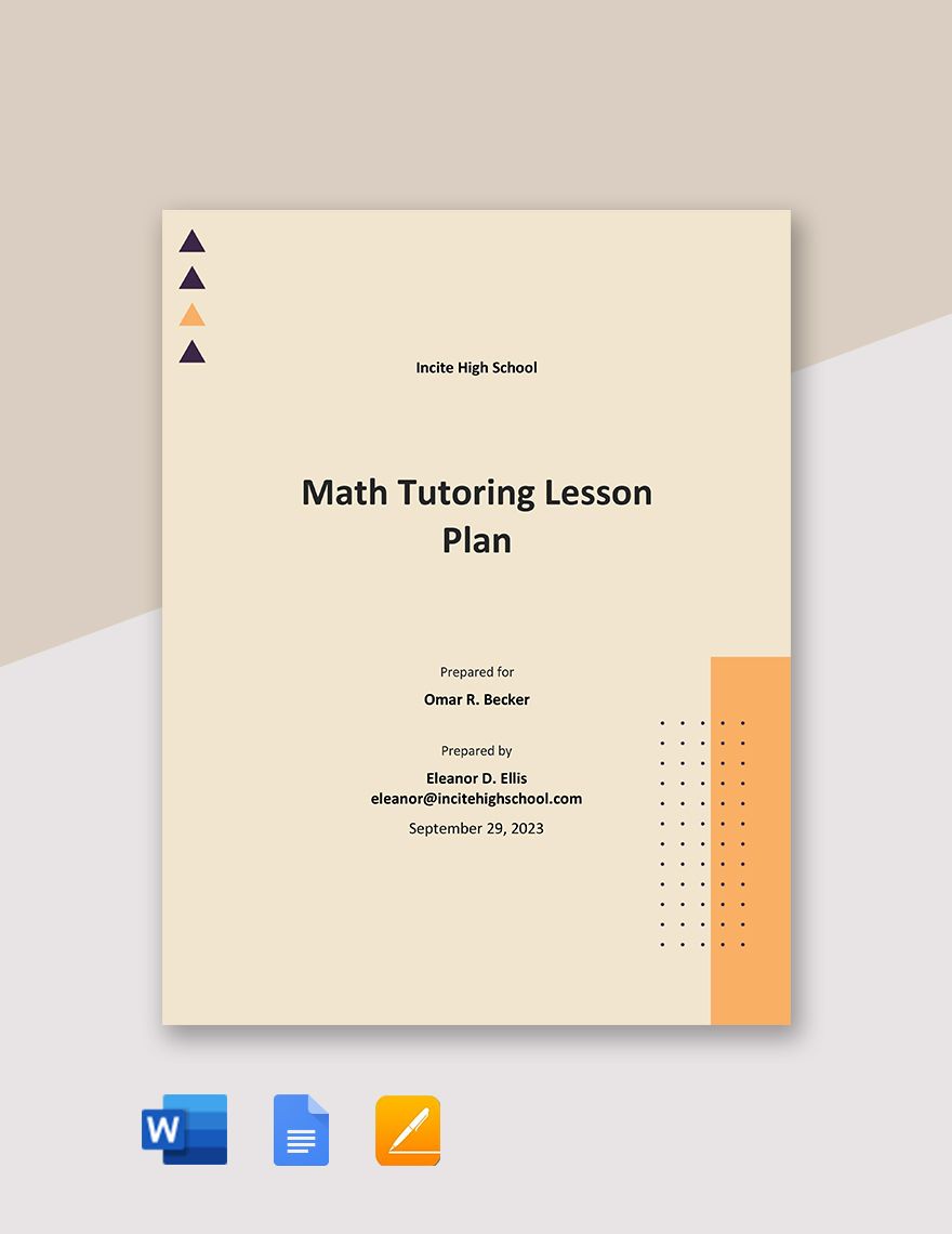 Math Tutoring Lesson Plan Template