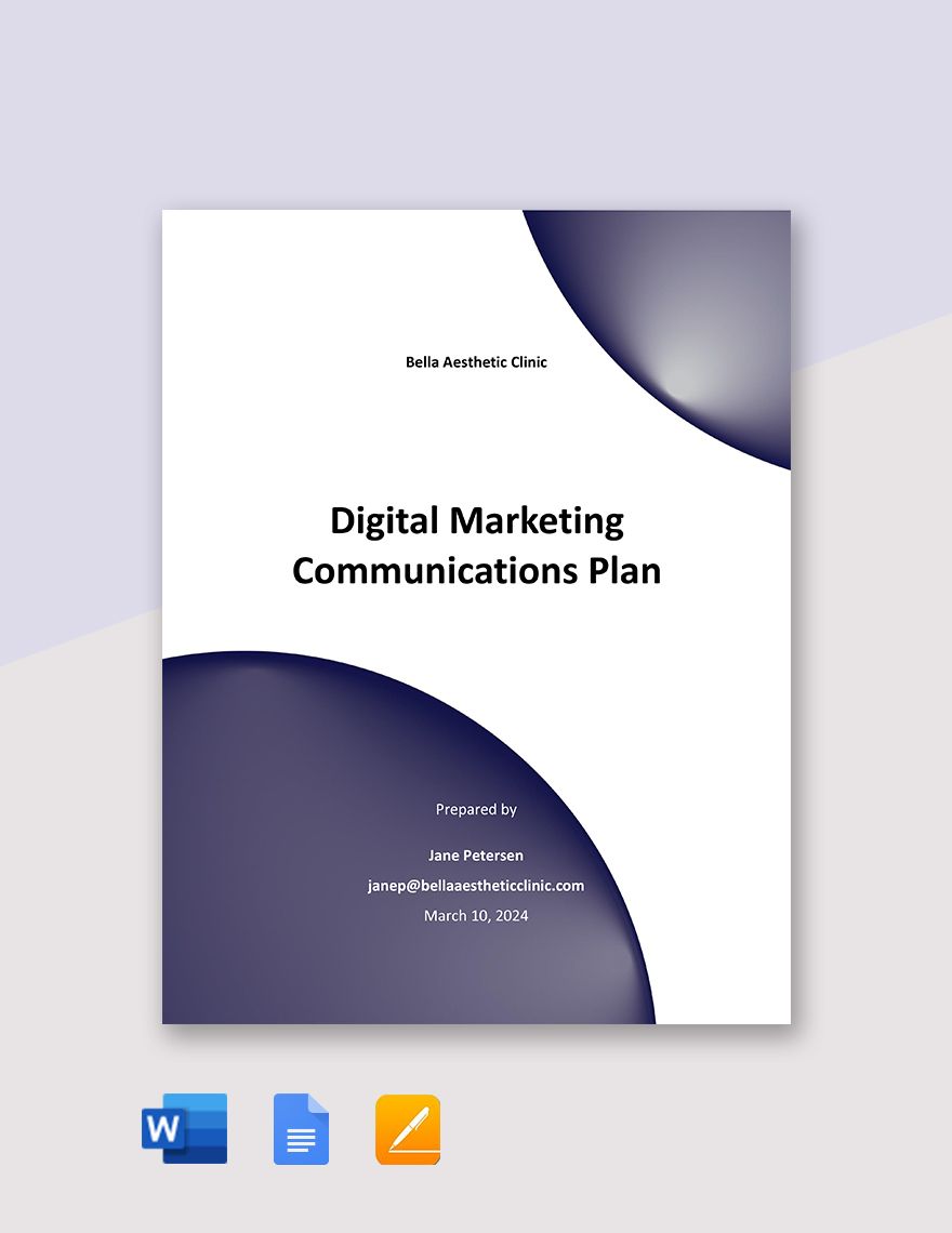 Digital Marketing Communications Plan Template