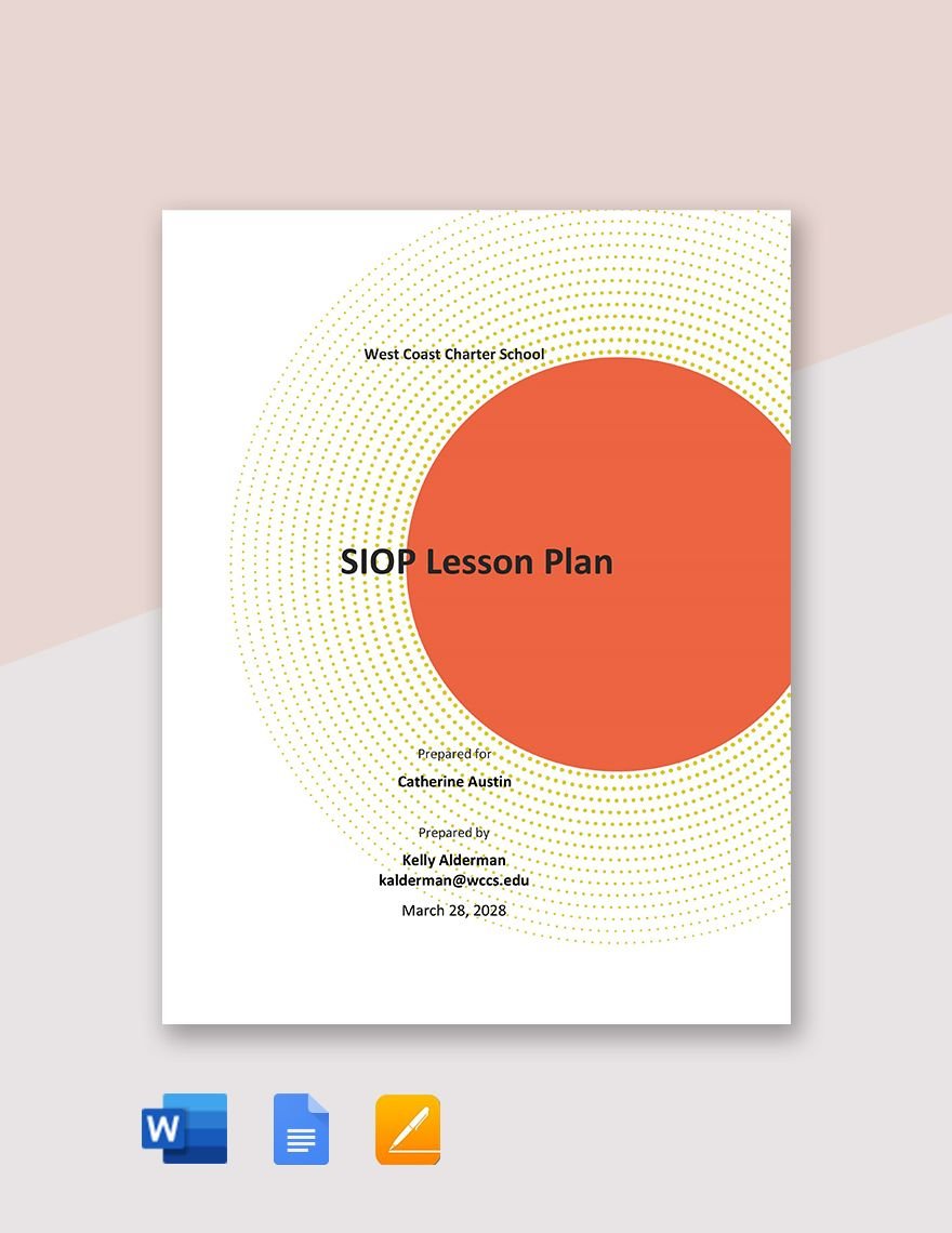 Blank SIOP Lesson Plan Template