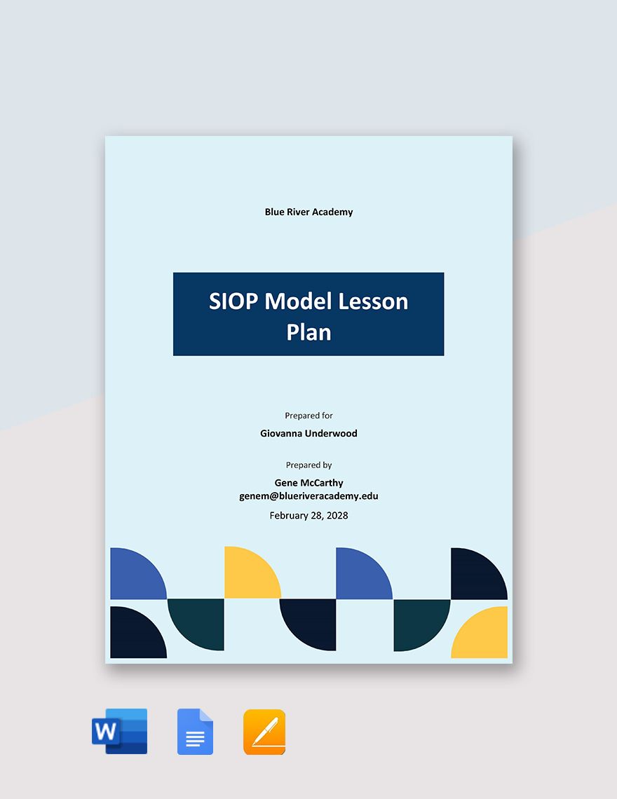 SIOP Model Lesson Plan Template