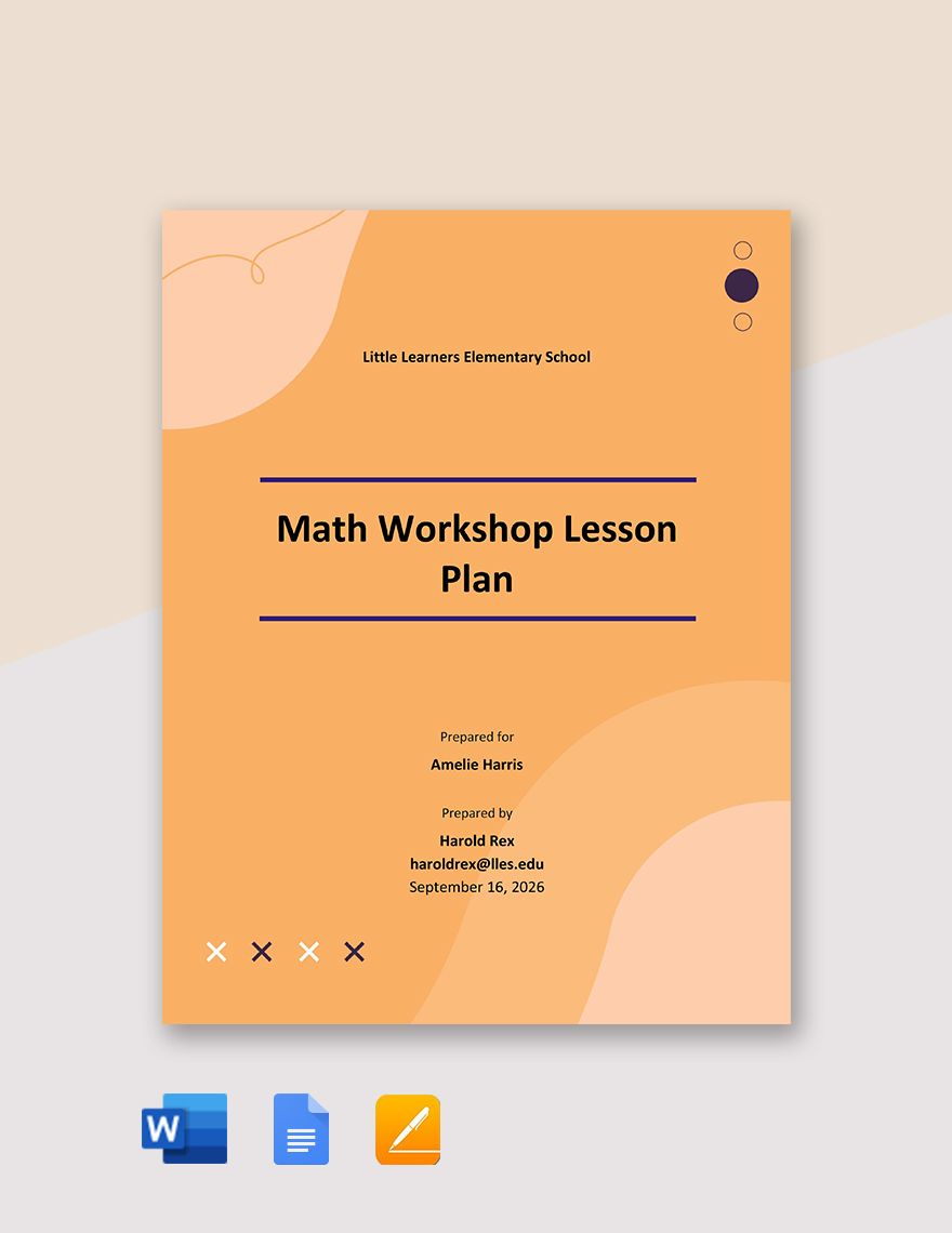 Math Workshop Lesson Plan Template