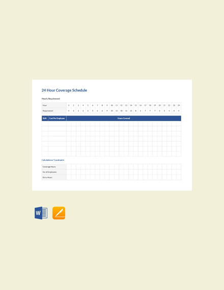 FREE 24 Hour Work Schedule Template Download 128 Schedules In Word 