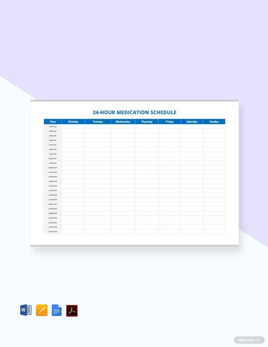 24 Hour Medication Schedule Template