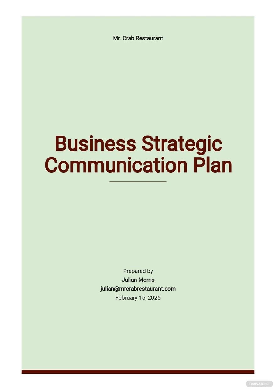 Strategic Communication Business Plan Template