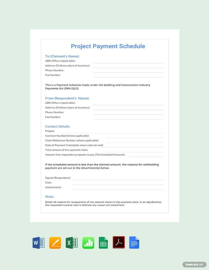 Project Payment Schedule Template