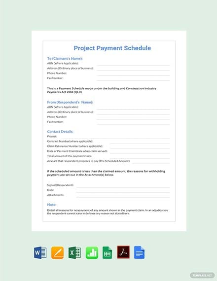 Project Payment Schedule Template