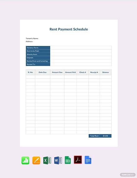 Rent Payment Schedule Template