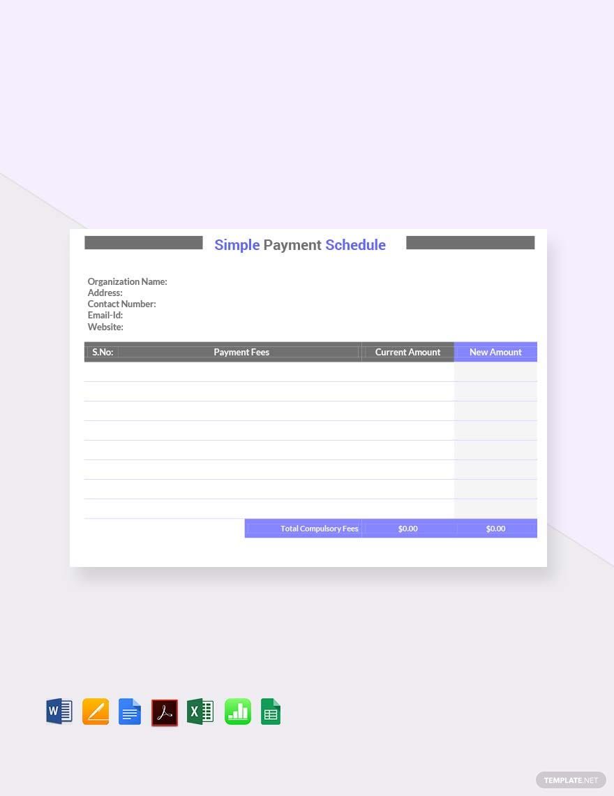 Simple Payment Schedule Template