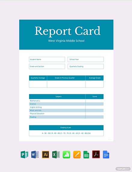 Report Card Template Middle School