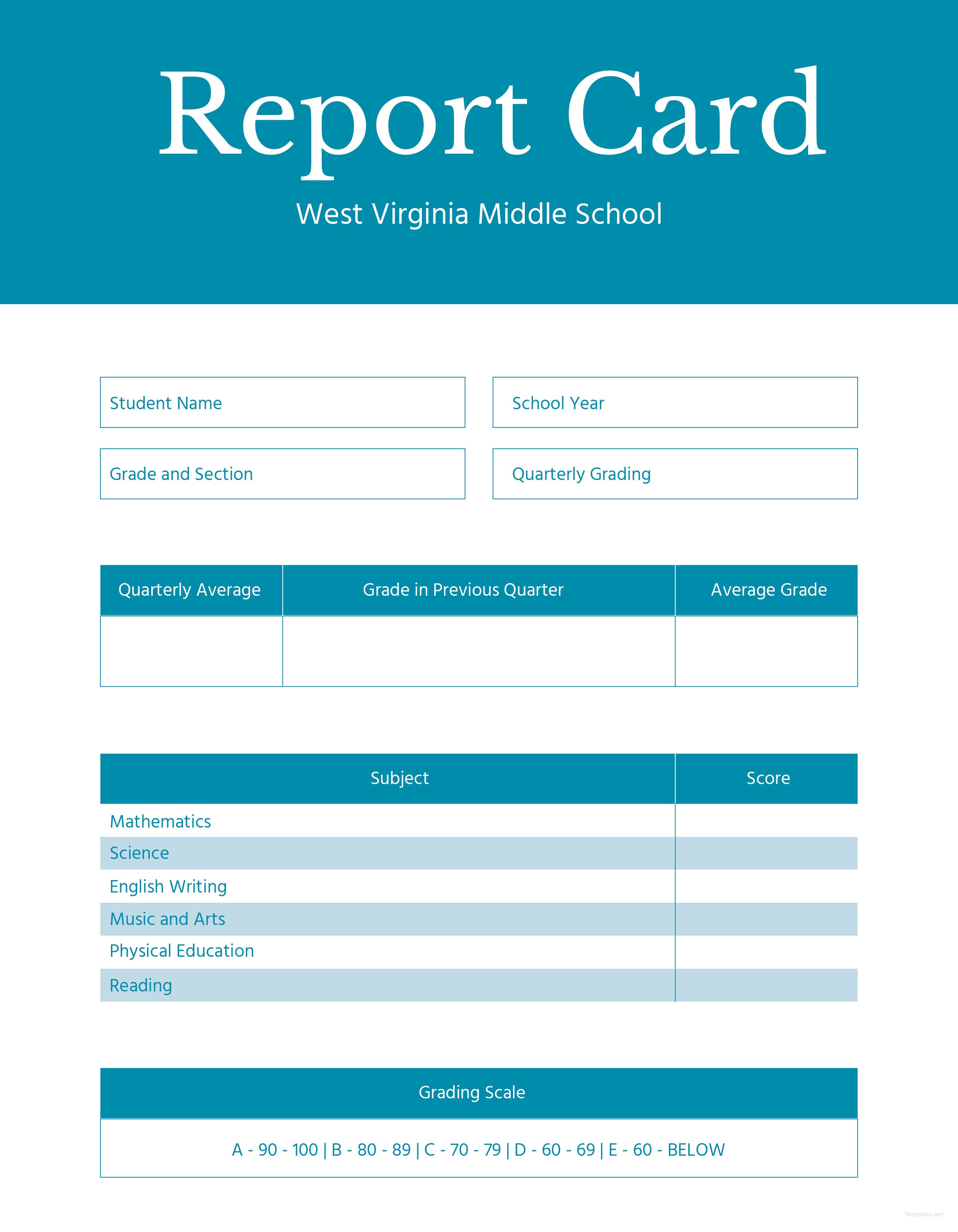 Blank Report Card Template
