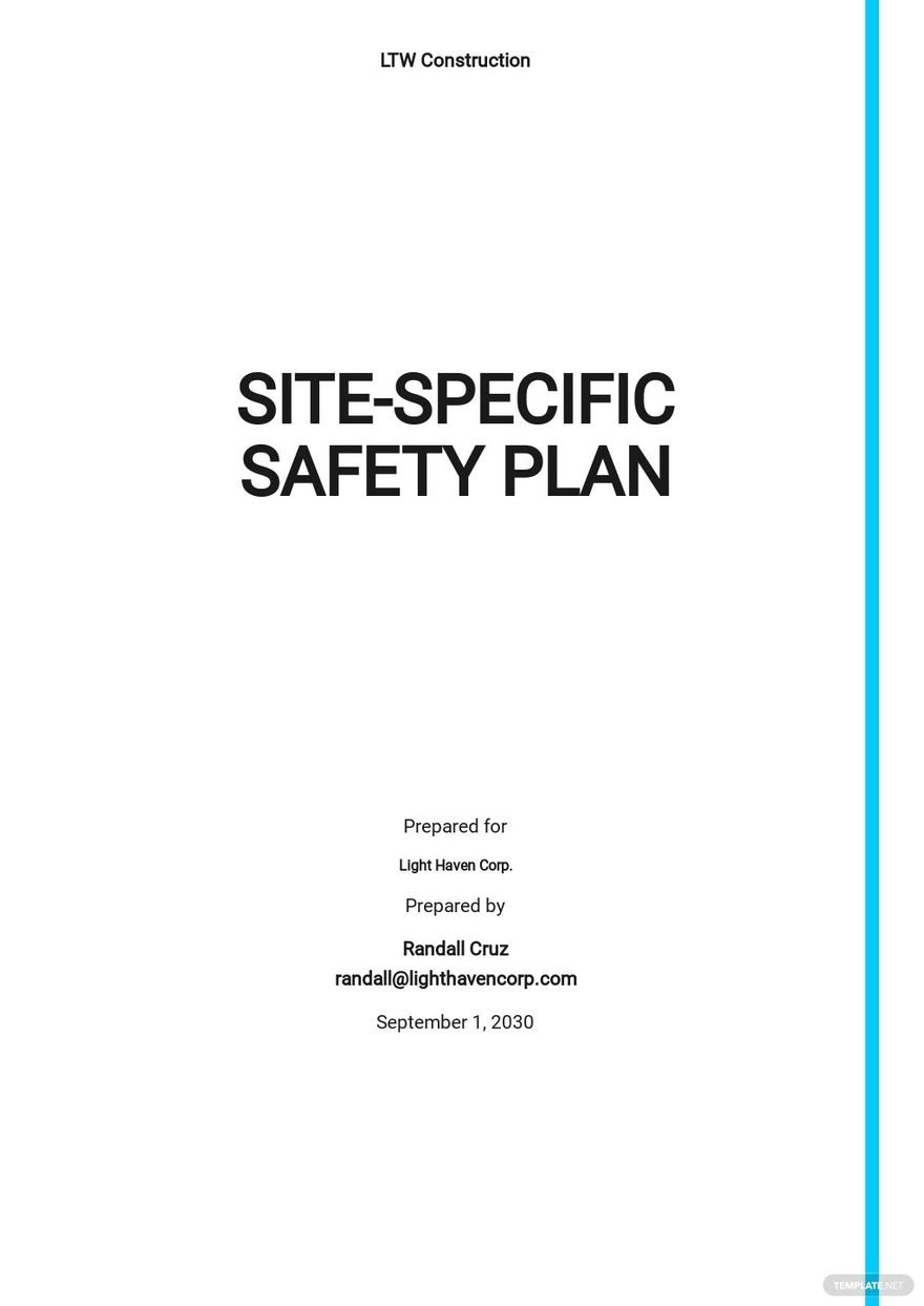 Site Specific Safety Plan Template