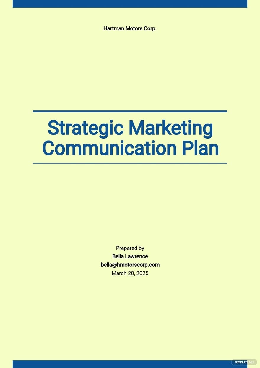 Strategic Marketing Communication Plan Template