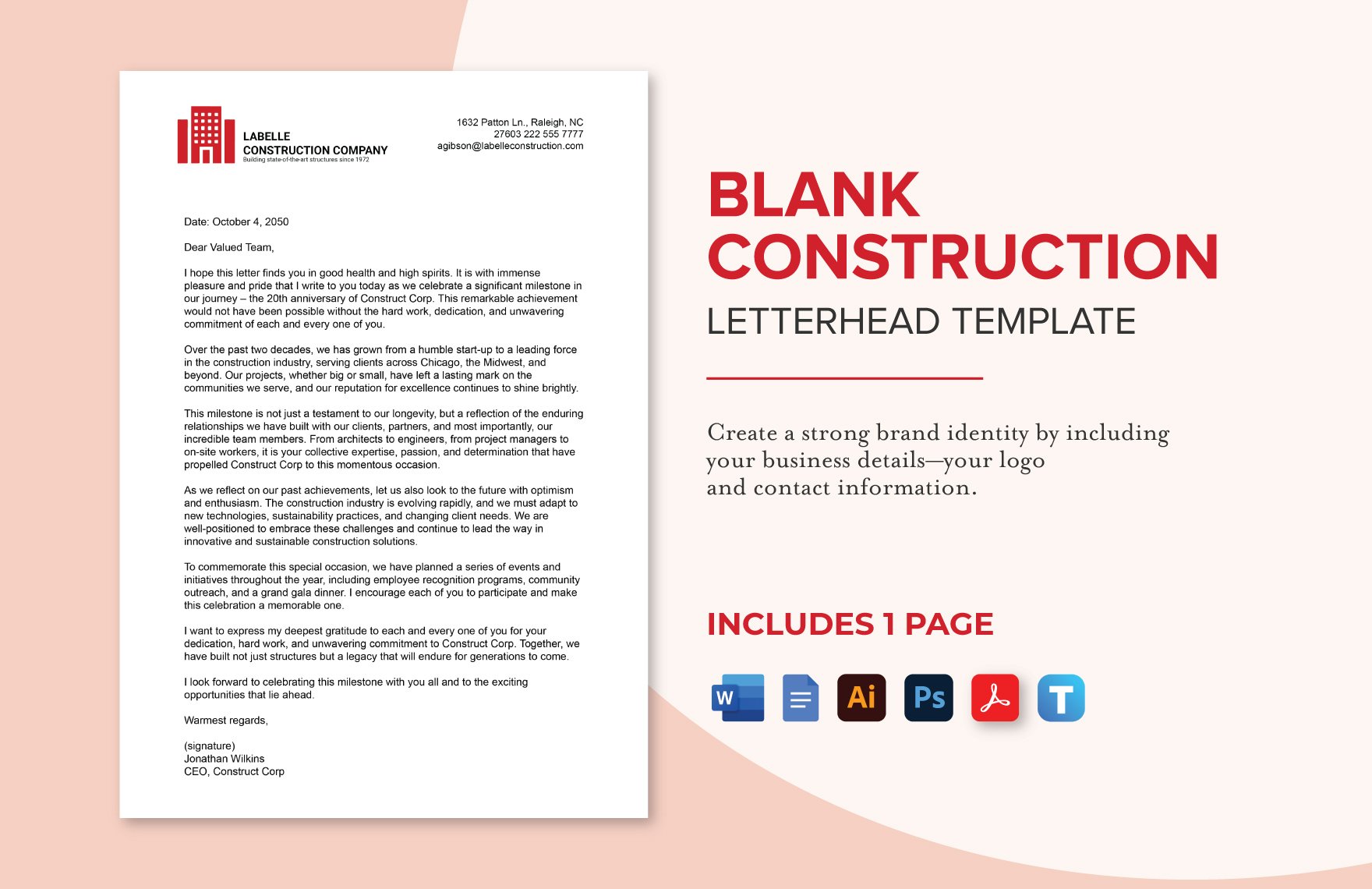 Blank Construction Letterhead Template