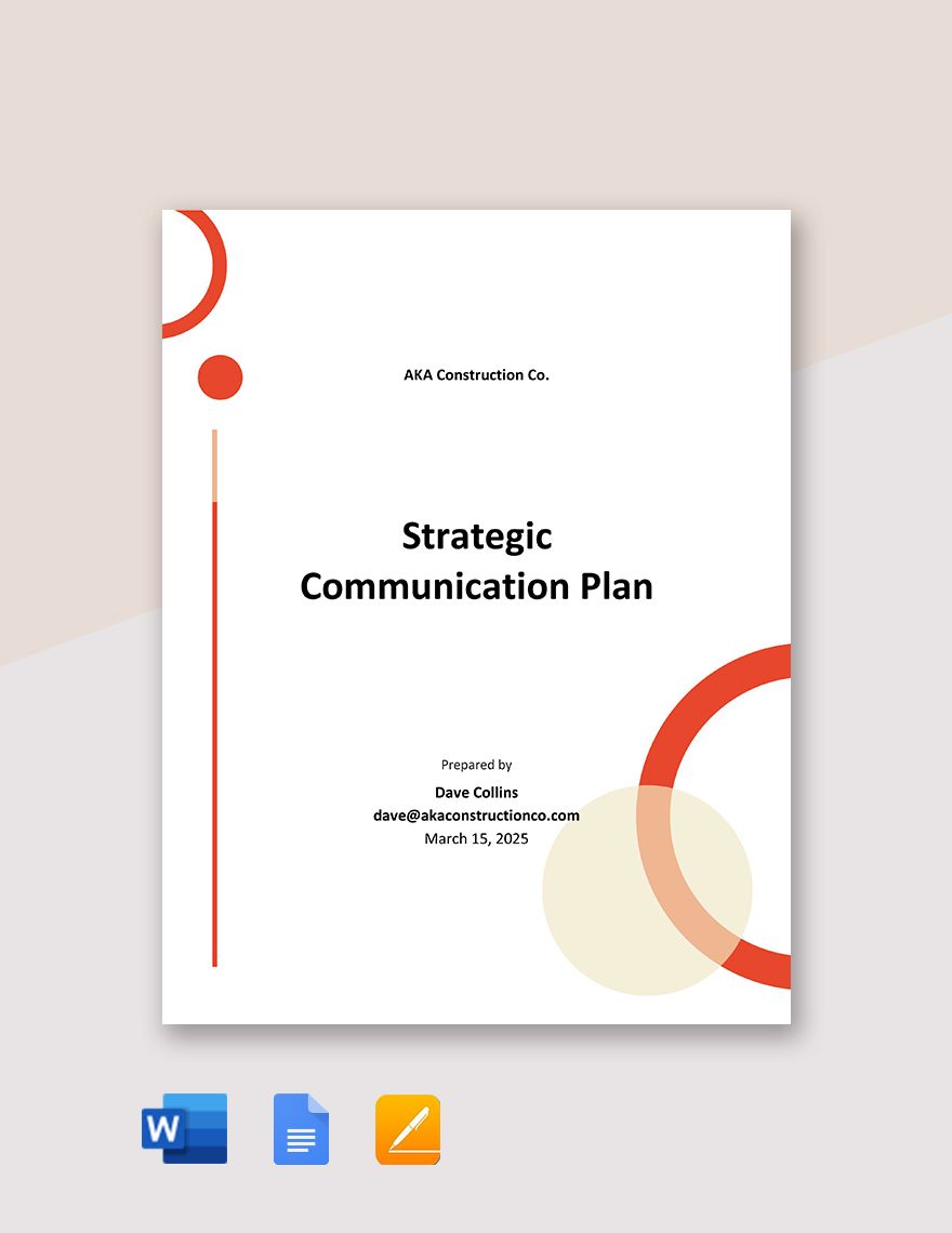 Strategic Planning Communication Plan Template
