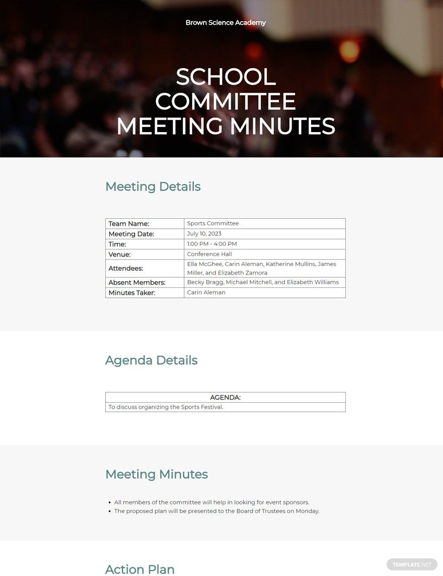 School Committee Meeting Minutes Template