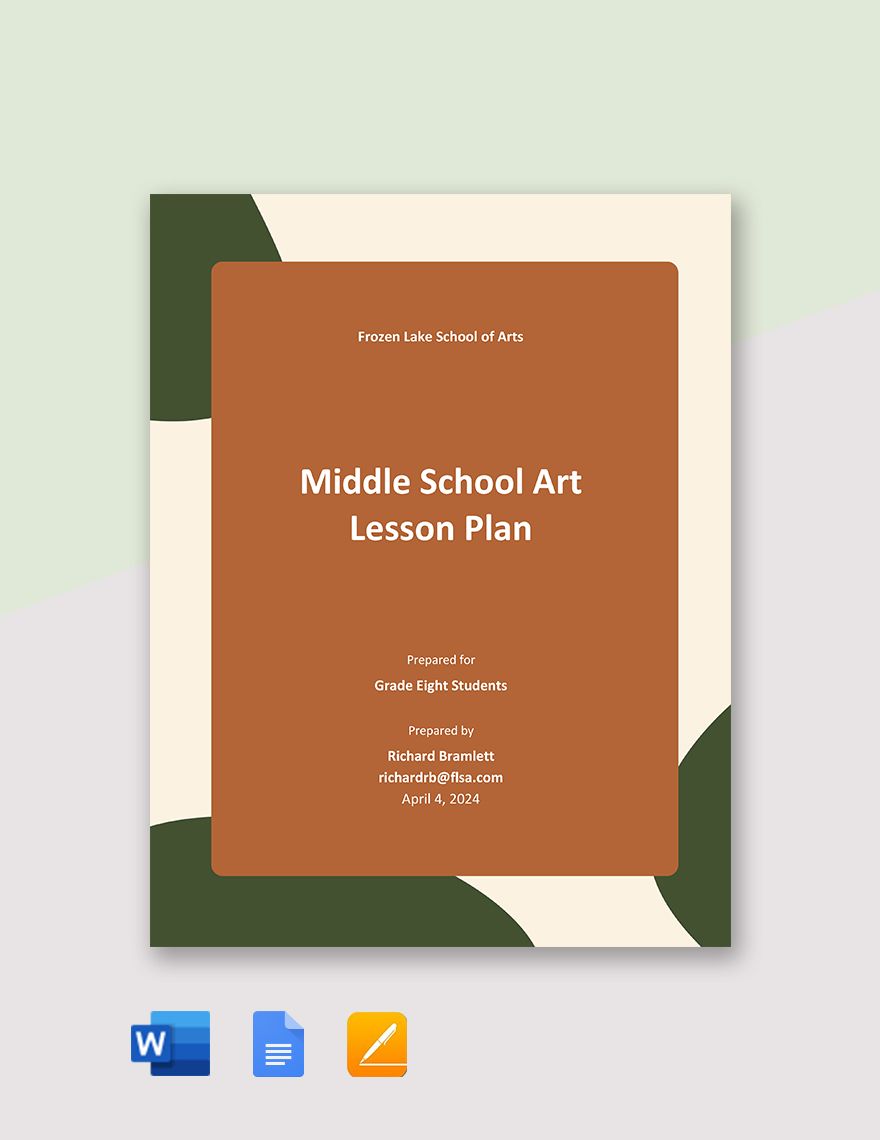 Middle School Art Lesson Plan Template in PDF, Word, Pages, Google Docs - Download | Template.net