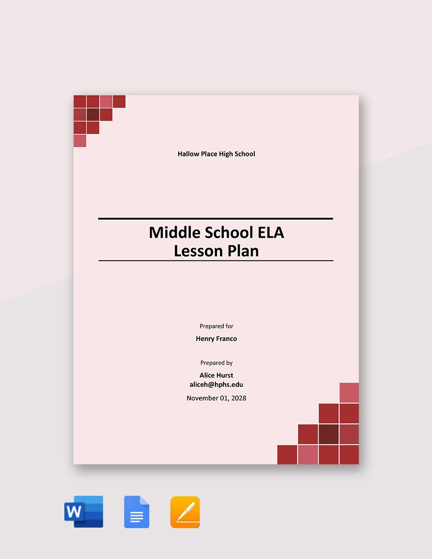 Middle School ELA Lesson Plan Template