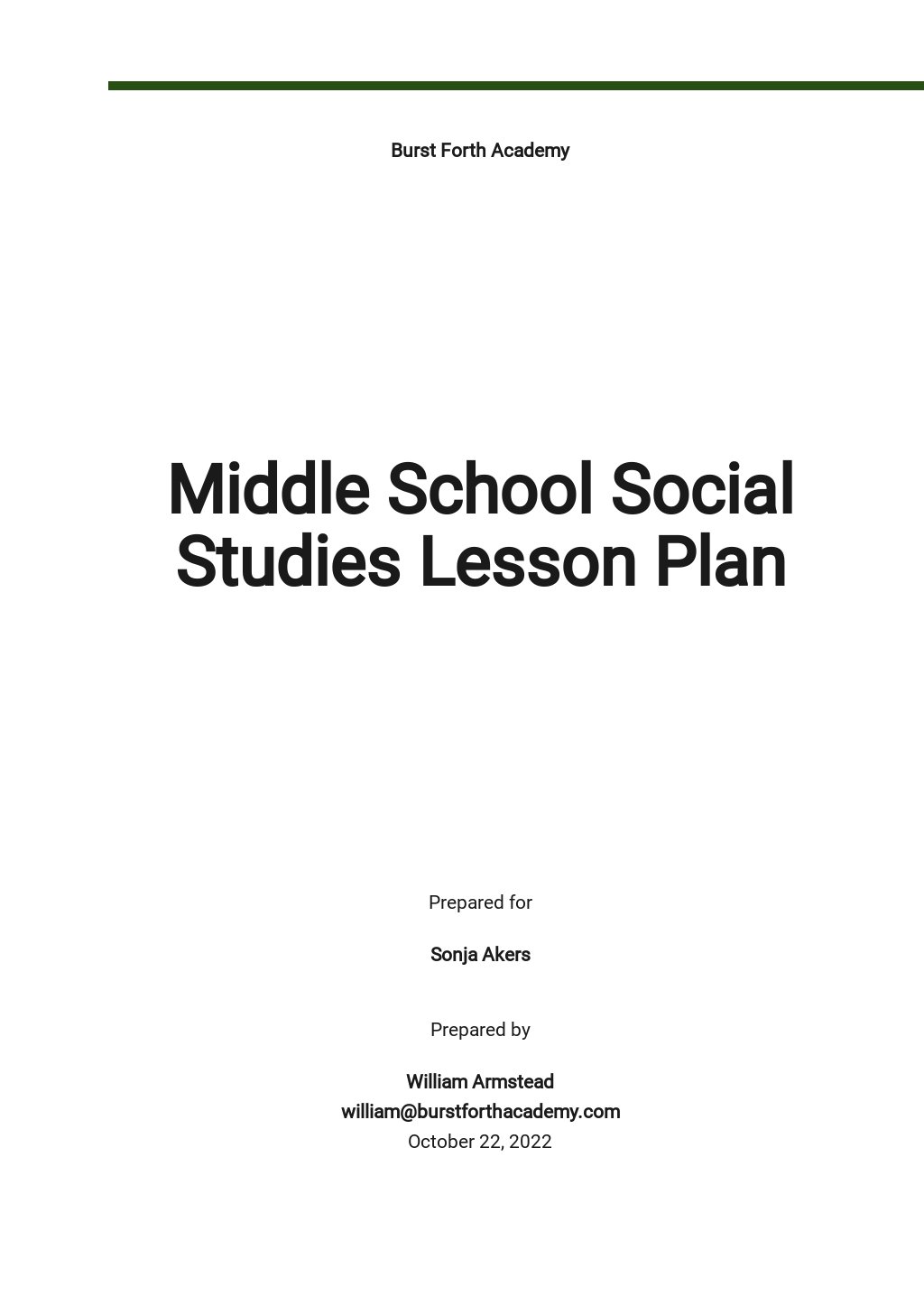 Middle School Social Studies Lesson Plan Template